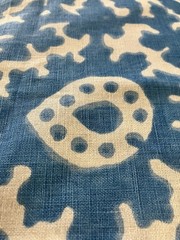 Ralph Lauren Blue And White Linen Blend Ikat Fabric