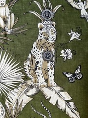 Indian Green Animals Printed Cotton Fabric Natural Dress Sewing Craft 1 Yard US