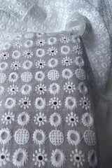 Cotton Embroidered Cutwork Eyelet Lace Fabric Floral Dress Wedding Kids Craft