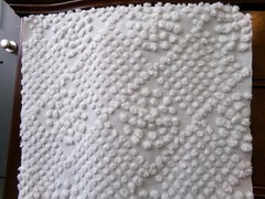 White Vtg Chenille Bedspread Fabric, geometric popcorn dots 19″ x 24″ piece
