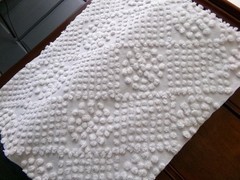 White Vtg Chenille Bedspread Fabric, geometric popcorn dots 19″ x 24″ piece