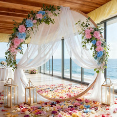 Wedding Arch Draping Fabric 28″ X19Ft, Sheer Chiffon Fabric Backdrop,1 Panel Whi