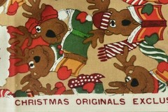By 1/2 Yd, Vintage, Christmas Santa & Reindeer Cotton, Minnesota Fabrics, V590