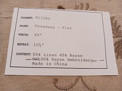 Randolph Alexander Linen Blend Floral Embroidered Fabric Samples Tan Blue Brown
