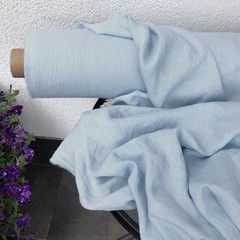 Ice Blue Linen Fabric By The Yard Soft Natural Material For Sewing Clothing 58″