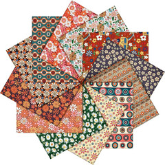 12 Pcs Vintage Fabric Retro Floral Fat Quarters Squares Fabric 18 X 22 Inch Flow