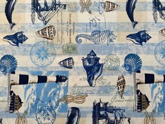 SEA SHELLS BEACH SHELL STAR FISH COTTON FABRIC FQ