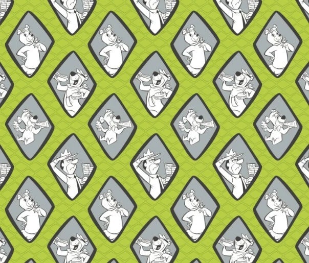 Yogi Bear Fabric Diamonds 100% Cotton From Camelot BTY