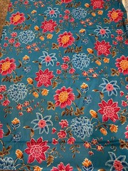 2.5 yds Flowers Pink Blue Fabric Vtg Tandler Textiles 64”