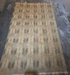 Upholstery Fabric Traditional Earthy-Tone Ikat Pattern w/ Fringed Edges 1.19 yds