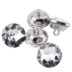 Diamante Silver Rhinestone Crystal Round Buttons Sewing Craft (20mm) CHU