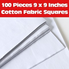 100 PCS White Cotton Fabric Squares Quilting Fat Quarters Sewing 9×9 Inch