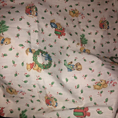 VTG Spring Mills Hallmark Christmas Critters Baby Animals Allover Toss BTFQ