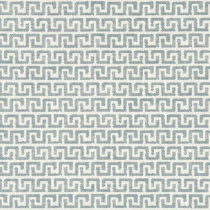 Thibaut Geometric Greek Key Outdoor Uphol Fabric- Merritt / Heron 4.50 yd W74245