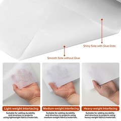 ZOMONETI Light Weight 17in x 30yd White Iron On Non-Woven Weight,