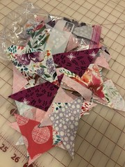 Purple Coral And Floral Patterned Triangle Fabric Scraps Misc Bag 4 Oz