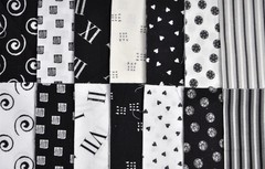 Designer Fabric 5″ Squares Charm Pack, Black and White, 56 pieces, 100% cotton