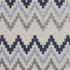 Clarke & Clarke Chevron Velvet Upholstery Fabric- Empire Denim 2.10 yds F1083/03