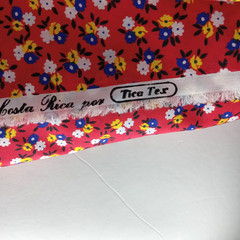 Vintage Tica Tex Costa Rica Fabric Red Yellow Blue Ditzy Floral Print 55x 10 Yd