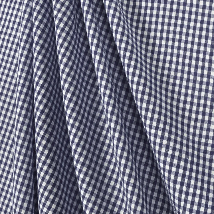 Navy Blue and White Gingham 1/8″ checks. 60″ wide 65% Polyester 35% Cotton