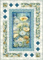 Timeless Treasures – Forest Whisper – Floral Repeating Border Stripe – Blue, BTY