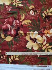 Hibiscus Floral Flower Leaf Leaves Waterproof Fabric 32×54″ Red Background Diy