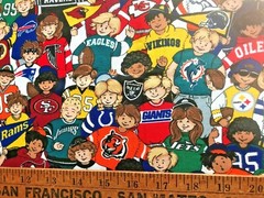 Cotton Quilt Fabric All Sports Teams Fans Football Baseball by 16″x30″