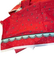 Christmas Holly Border Print Cotton Fabric Red White 46×44 Craft Quilt BTY