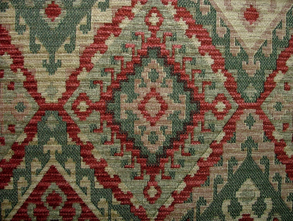 Rosso Kilim Chenille Fabric Curtain Upholstery Cushion Throws Footstool Use