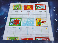 CHRISTMAS POSTCARD FABRIC PANEL COTTON LYNDA MILLIGAN 2007 AVLYN
