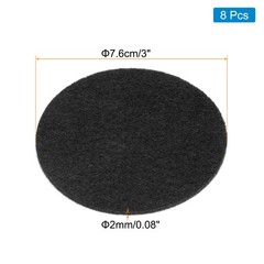 8pcs 3 Inch Round Adhesive Backed Felt for Household Application Black