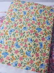 2x Cranston Pink, Yellow Botanical Cotton Quilting Sewing Fabric 1.8yd + Remnant