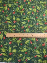 Cotton Quilt Fabric Lot of 5 Christmas Holiday Prints Holly/Gold tones 3+ yds