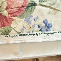 Vintage Richloom Floral Ivory Floral Rose Cotton Jacquard Damask Fabric 70”x55”
