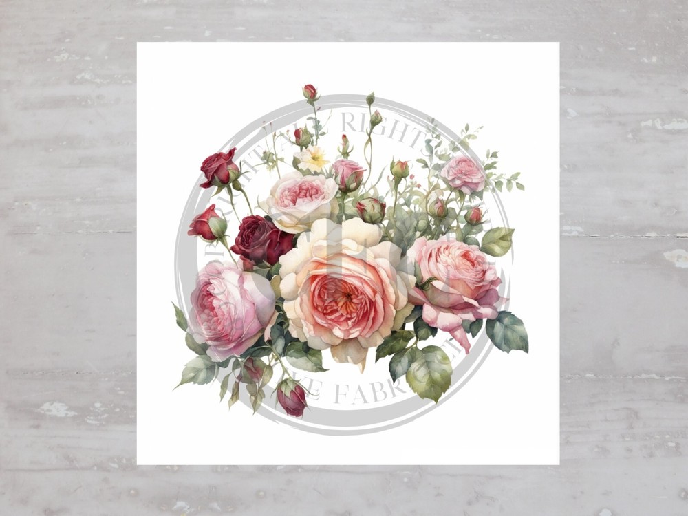 Rustic Romance Roses Floral Chic Fabric Panel Craft Sewing Quilt Block A640