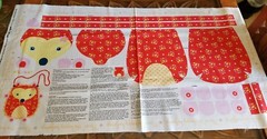 The Happy Hedgehog Flower Red Hand Bag Panel Riley Blake Designs Melly & Me