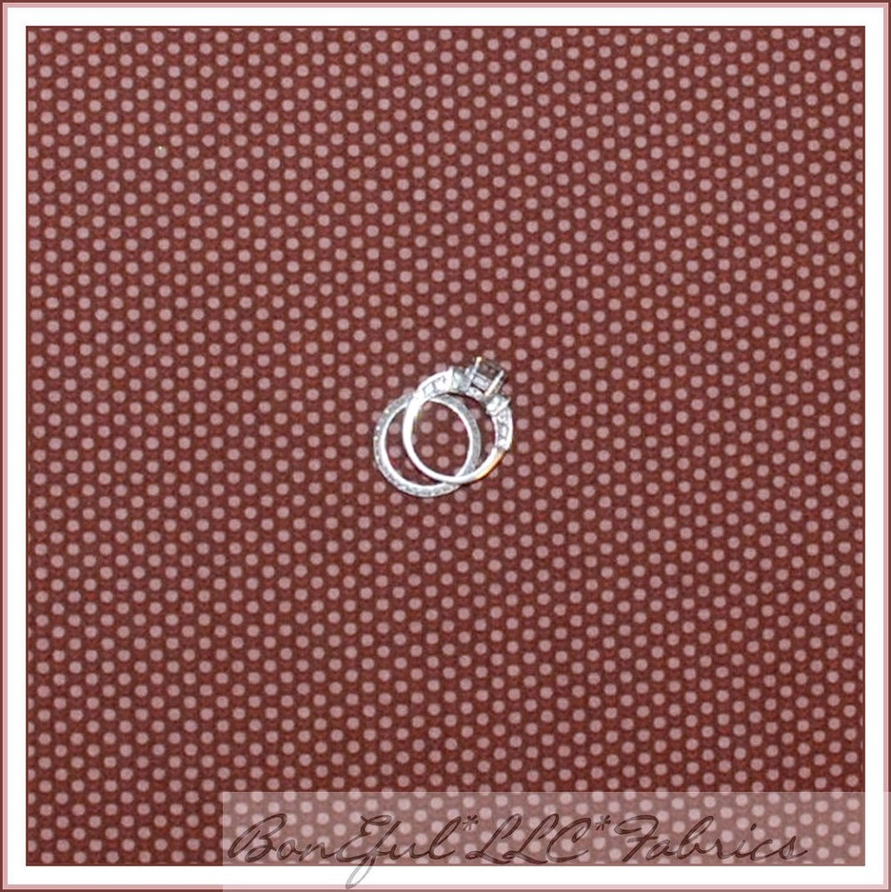 BonEful Fabric FQ Cotton Quilt Brown Pink Polka Dot Blender Texture Small Stripe