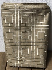 Maxwell Geometric Squares Embroidery Trellis Fabric Grand Central Tan 60x3Yd New