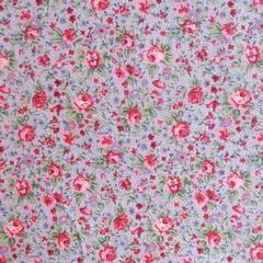 Yard ~ Country Floral Cottage Rose On Blue ~ $3.99 Ships Any Amount Of Fabric.