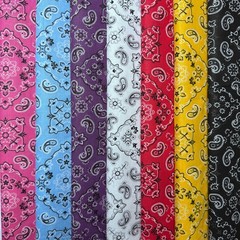 Cotton-Blend Fabric, Paisley-Bandana Motif Pattern(7 Colors) – By the Yard