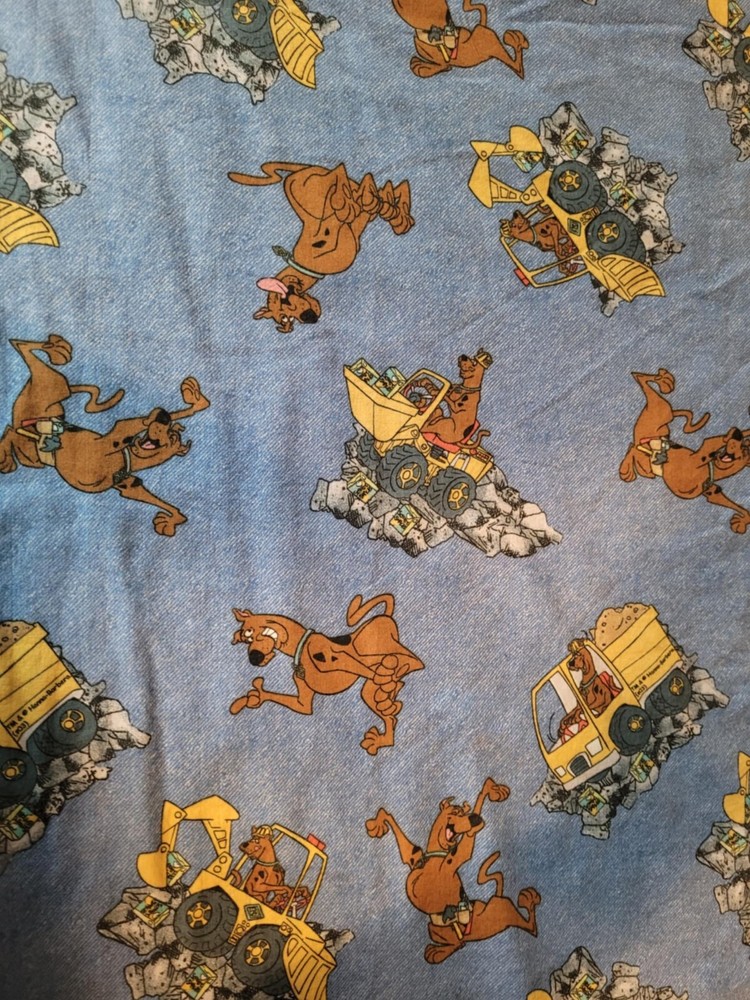 Scooby-Doo Scooby Snacks Construction Equipment Print Fabric Vintage 2004