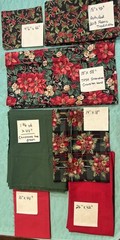 Assorted Lot Christmas Poinsettia Print & Solid Fabric Material 6 Diff Fabrics