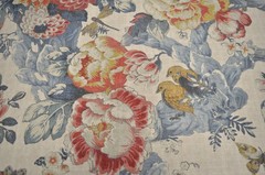 Grandstand Garland Horizon Red Blue Vintage-Like Bird Floral P/Kaufmann Fabric