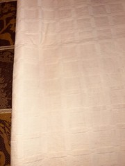 EUC 2pcs (4.8yd total X 54″) heavy cotton pink/peachy w/ “raised square” weave