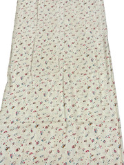 VTG Thai Silk Fabric Handwoven Creme Abstract Swirls Teal Copper Red 78 x 44