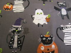 Halloween Fabric Stretch JoAnn’s Doodle Cats Pumpkins Ghosts 1yd x 54