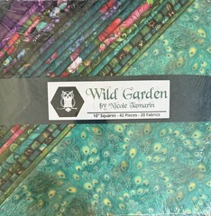 Lumin Fabrics WILD GARDEN by Nicole Tamarin Layer Cake Peacock feathers flowers