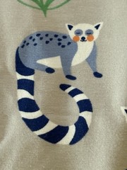 European organic cotton Knit jersey fabric-Lemurs On Gray 3yds 60” Wide One Cut