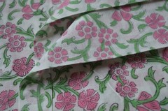7 Yard Hand Block Floral Print Fabric 100%Cotton NO TARRIF CHARGES 100%✅ZK_234