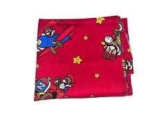 Vintage 1980s Super Mario Bros Nintendo Red Cotton Fabric Scrap Kart Flying
